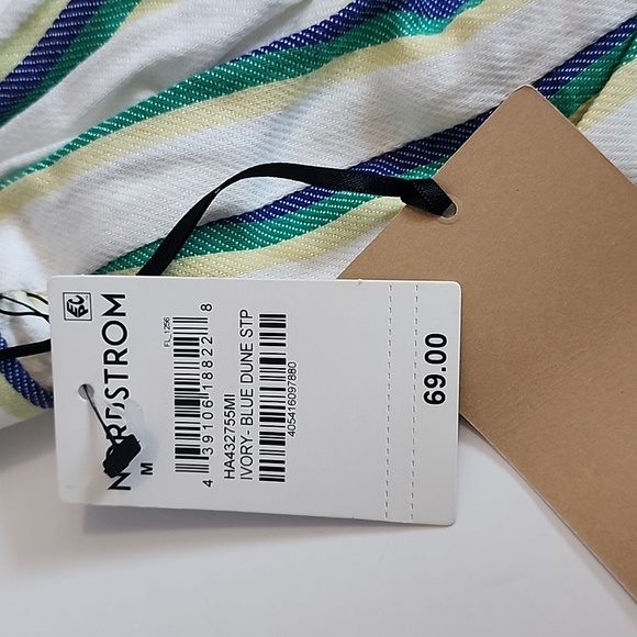 Halogen Paperbag Ivory-Blue Dune Striped  Short/ Size M - Picture 14 of 15